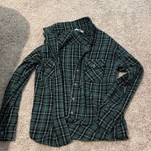 RSQ Green Plaid Button Down Shirt
